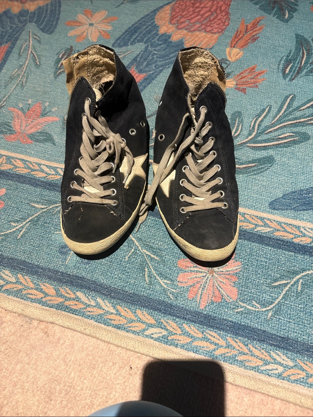 Golden Goose Black and Cream High-Top Sneakers